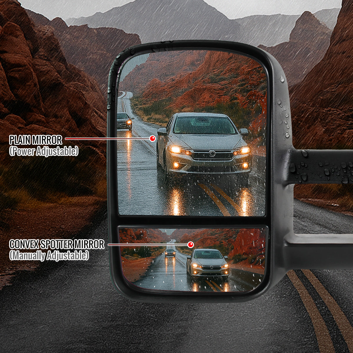 1988-2002 Chevrolet C/K C3500/Tahoe GMC Yukon/Suburban Power Adjustable & Manual Extendable Towing Mirrors