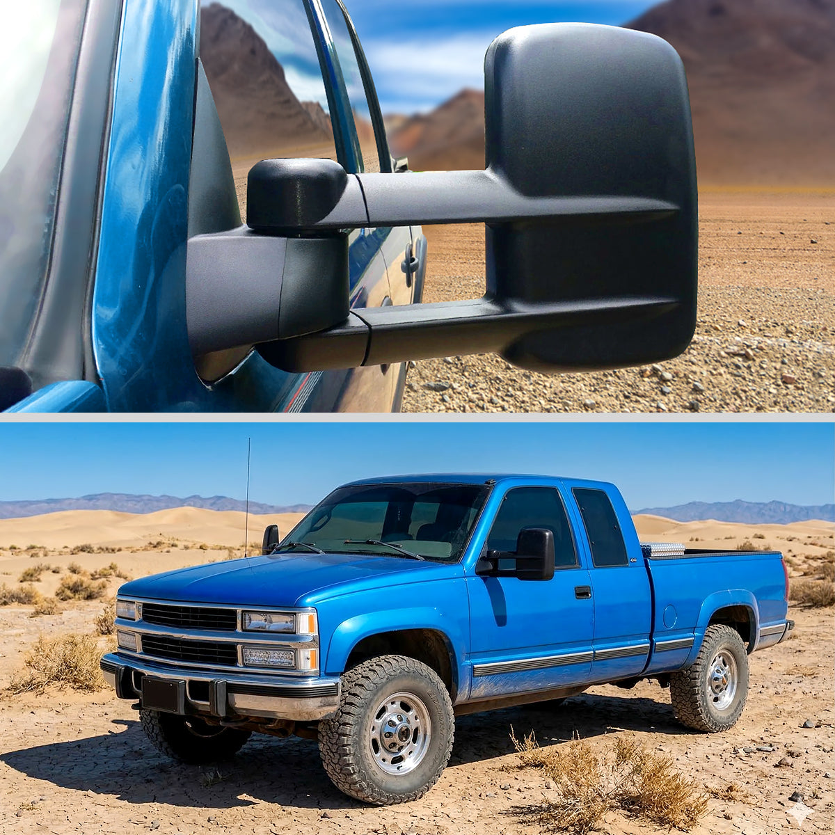 1988-2002 Chevrolet C/K C3500/Tahoe GMC Yukon/Suburban Power Adjustable & Manual Extendable Towing Mirrors