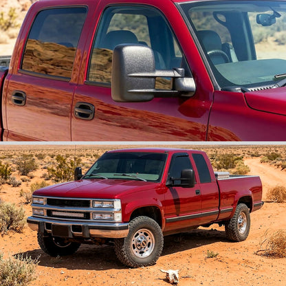 1988-1998 Chevrolet C/K 1500 / Tahoe / GMC Yukon / Suburban Black Power Adjustable Manual Extendable Towing Mirrors