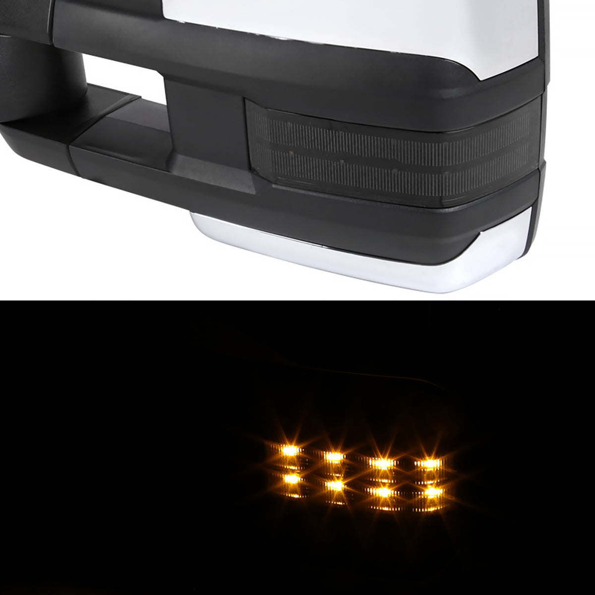 1988-2000 Chevrolet C/K Tahoe GMC Yukon/Suburban Power Adjustable, Heated, & Manual Extendable Towing Mirrors w/ LED Amber Smoked Turn Signal & Clearance Lights