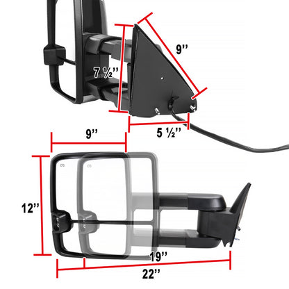 1988-2000 Chevrolet C/K Tahoe GMC Yukon/Suburban Power Adjustable, Heated, & Manual Extendable Towing mirrors w/ LED Amber Turn Signal & Clearance Lights
