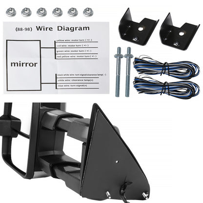 1988-2000 Chevrolet C/K Tahoe GMC Yukon/Suburban Power Adjustable, Heated, & Manual Extendable Towing mirrors w/ LED Amber Turn Signal & Clearance Lights