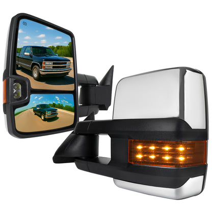 1988-2000 Chevrolet C/K Tahoe GMC Yukon/Suburban Power Adjustable, Heated, & Manual Extendable Towing mirrors w/ LED Amber Turn Signal & Clearance Lights