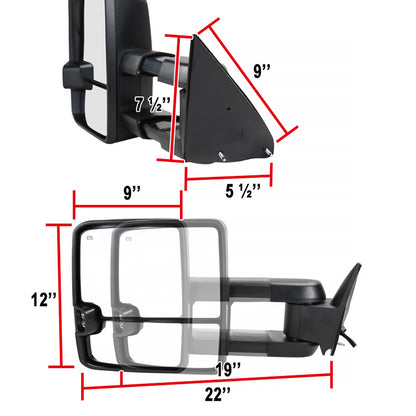 1988-2000 Chevrolet C/K Tahoe GMC Yukon/Suburban Power Adjustable, Heated, & Manual Extendable Towing Mirrors w/ LED Smoked Lens Turn Signal & Clearance Lights