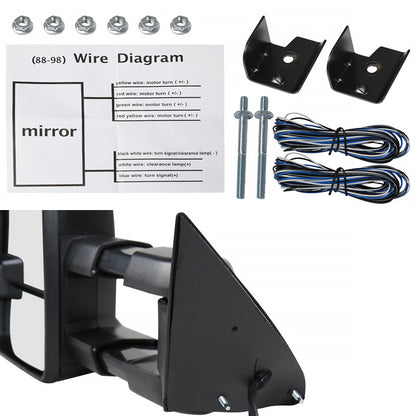 1988-2000 Chevrolet C/K Tahoe GMC Yukon/Suburban Power Adjustable, Heated, & Manual Extendable Towing Mirrors w/ LED Smoked Lens Turn Signal & Clearance Lights