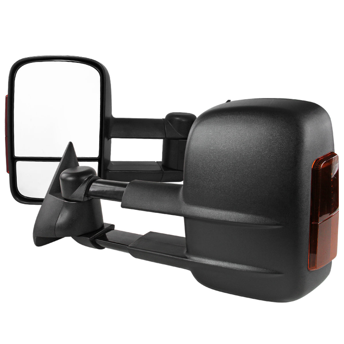 1988-2002 Chevrolet C/K C3500/Tahoe GMC Yukon/Suburban Manual Adjustable & Extendable Towing Mirrors w/ LED Amber Lens Turn Signal Lights