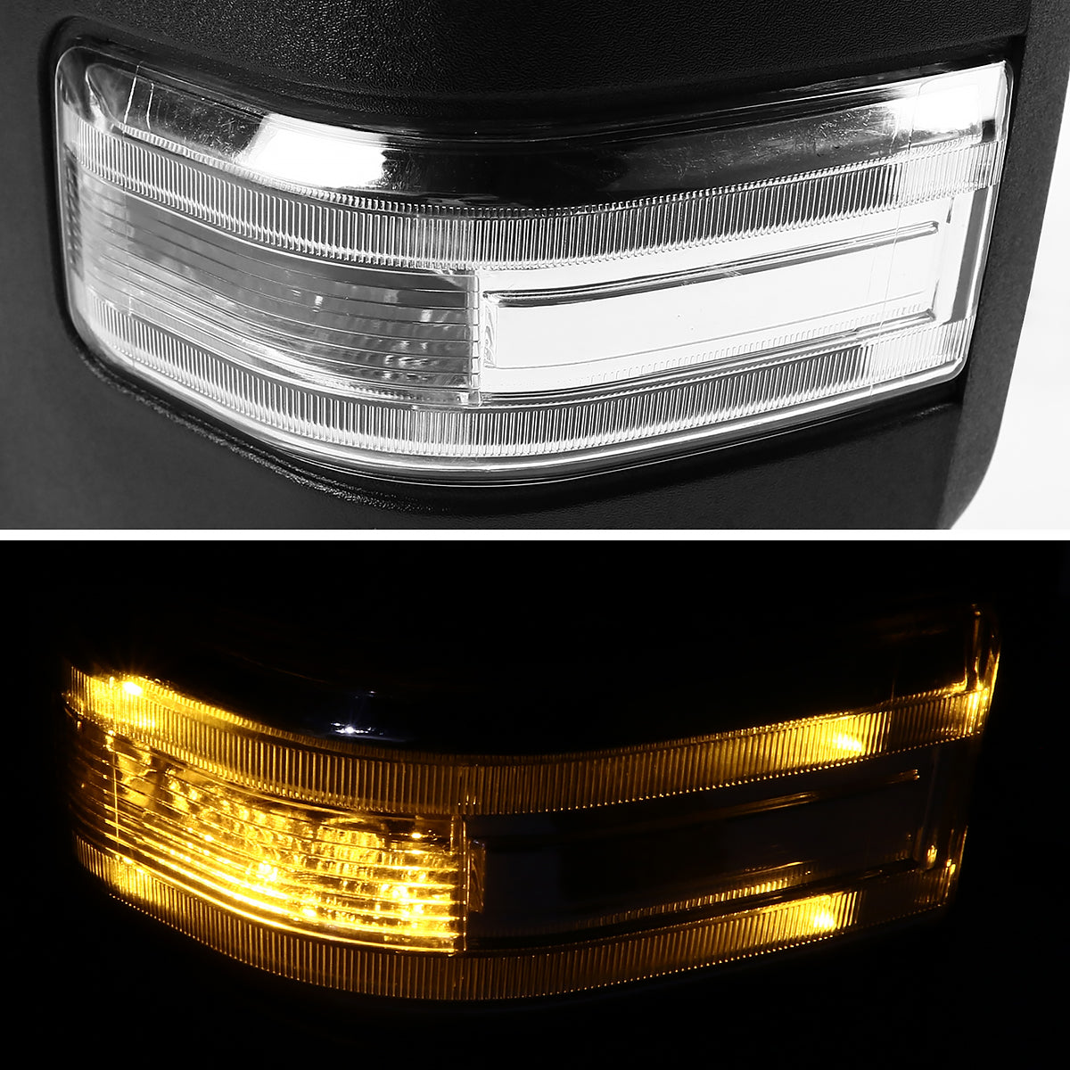 2007-2014 Ford F-150 Power Adjustable, Heated, & Manual Extendable Towing Mirrors w/ Clear Lens LED Turn Signal & Puddle Lights