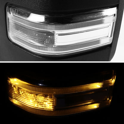 2007-2014 Ford F-150 Power Adjustable, Heated, & Manual Extendable Towing Mirrors w/ Clear Lens LED Turn Signal & Puddle Lights