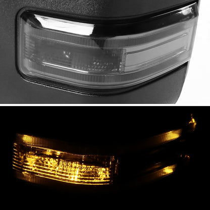 2007-2014 Ford F-150 Chrome Power Adjustable, Heated, & Manual Extendable Towing Mirrors w/ Smoked Lens LED Turn Signal & Puddle Lights