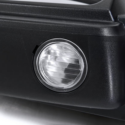 2007-2014 Ford F-150 Black Power Heated Telescoping Tow Mirrors with LED Turn Signals in Amber Lens and Puddle Lights