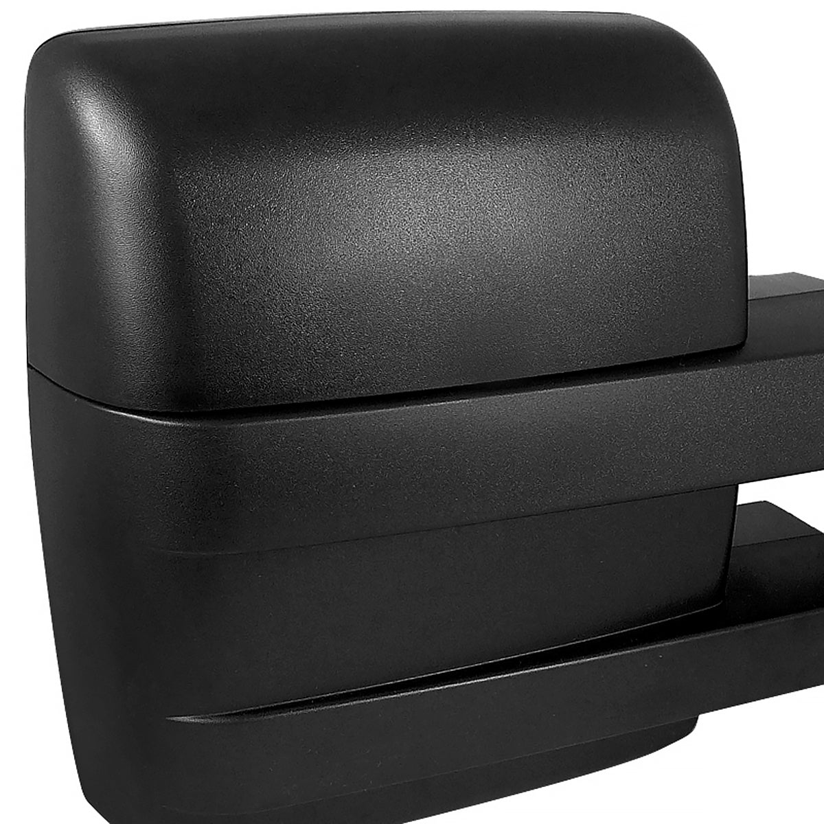 2007-2014 Ford F-150 Black Power Heated Telescoping Tow Mirrors with LED Turn Signals in Amber Lens and Puddle Lights
