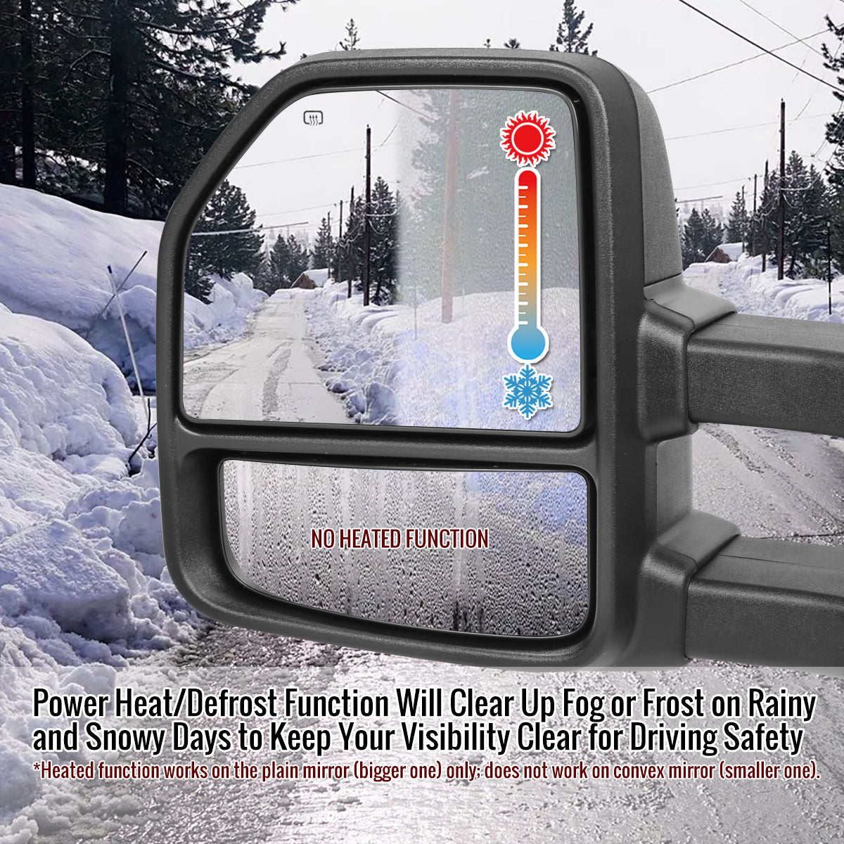 2015-2020 Ford F-150 Power Adjustable, Heated, & Manual Extendable Towing Mirrors w/ Clear Lens LED Turn Signal, Clearance, Puddle, & Auxiliary Lights