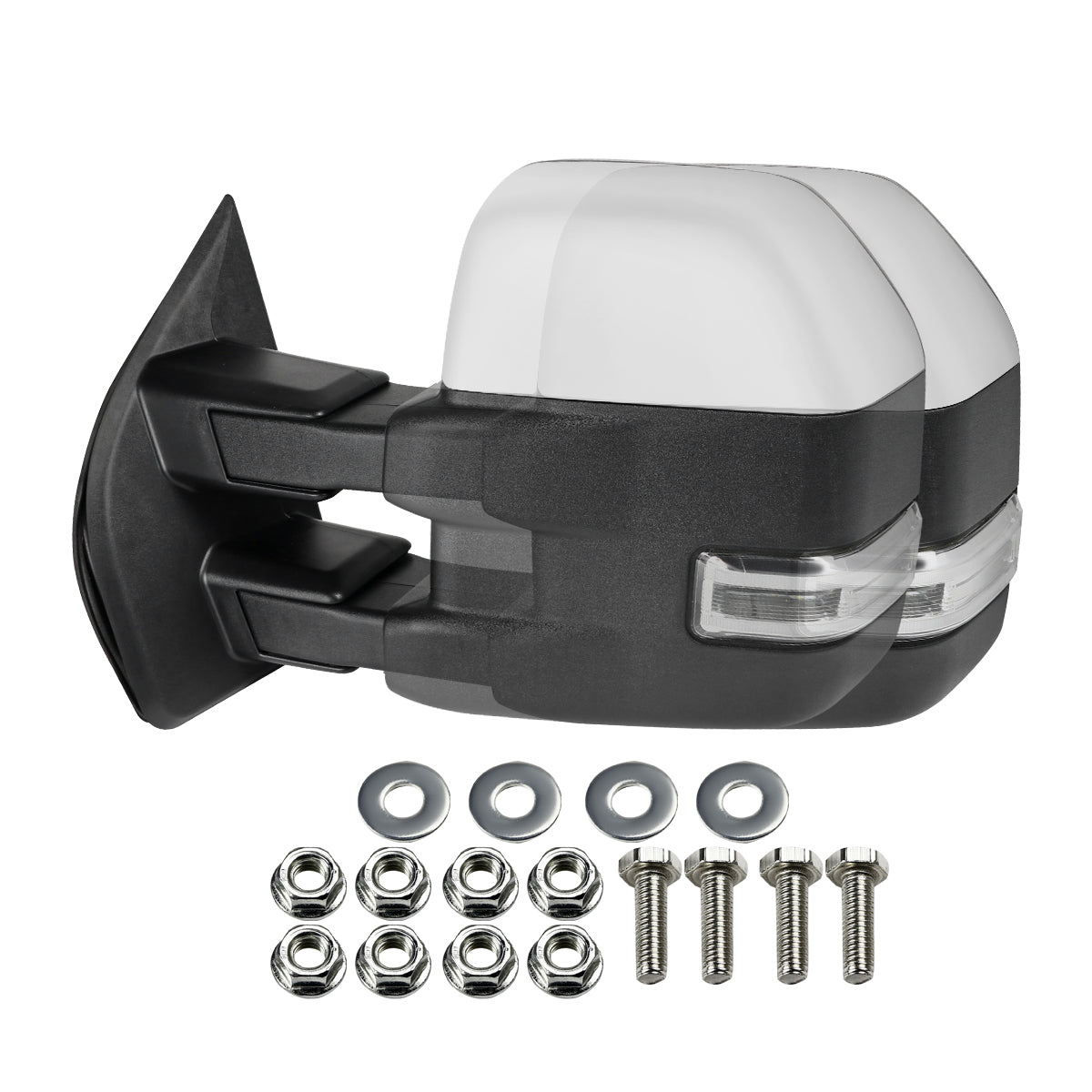 2015-2020 Ford F-150 Power Adjustable, Heated, & Manual Extendable Chrome Towing Mirrors w/ Sequential LED Signal, Puddle, & Auxiliary Lights