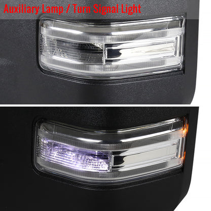 2015-2020 Ford F-150 Power Adjustable, Heated, & Manual Extendable 8-Pin/22-Pin Chrome Towing Mirrors w/ LED Turn Signal, Clearance, & Puddle Lights
