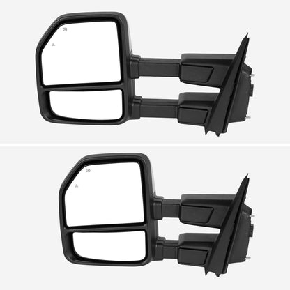 2021-2025 Ford F-150 F-250 Power Adjustable, Heated, & Manual Extendable Towing Mirrors w/ Smoked Lens LED Turn Signal, Clearance, Puddle, & Auxiliary Lights