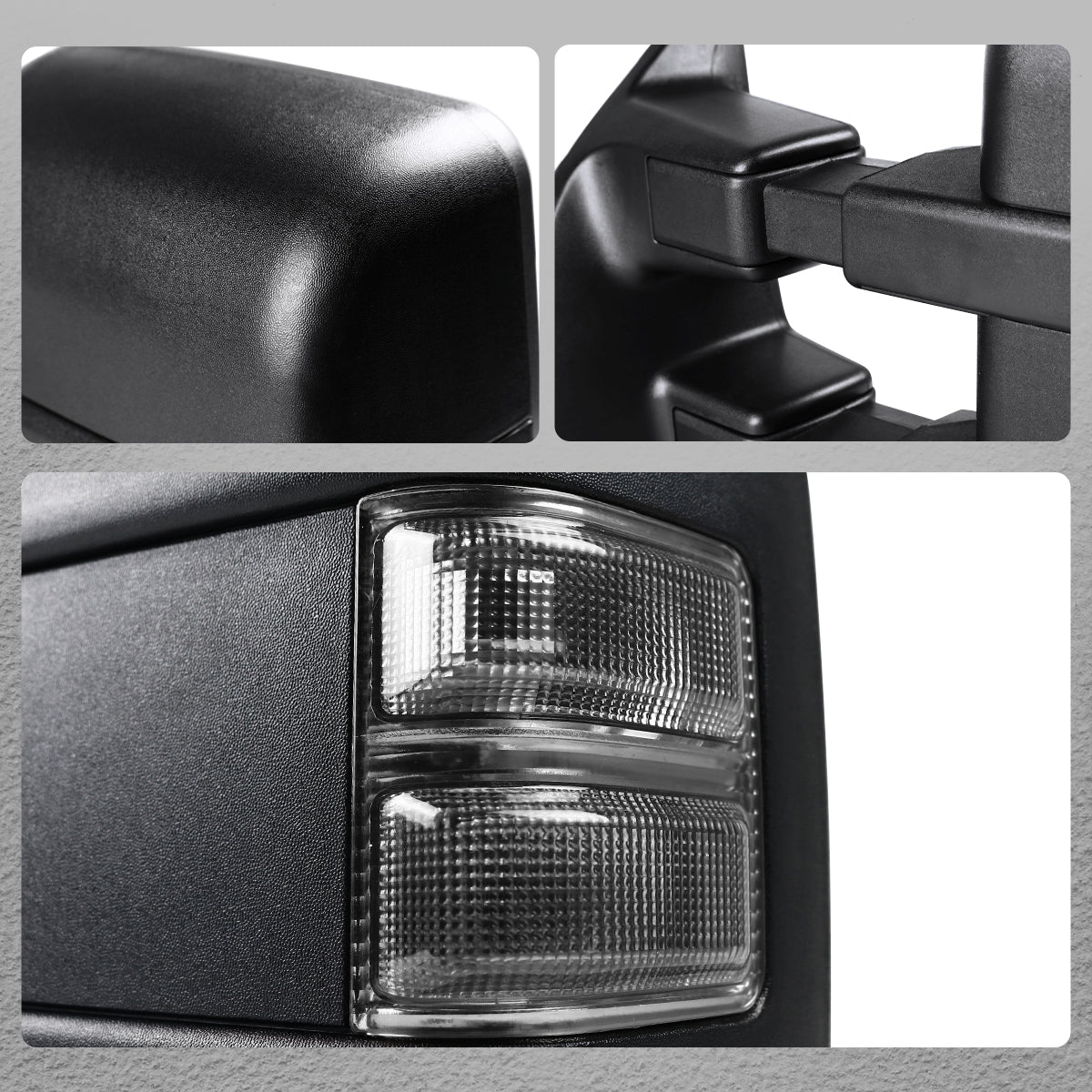 2008-2016 Ford F-250/F-350/F-450/F-550 Power Adjustable, Heated, & Manual Extendable Towing Mirrors w/ Smoked Lens Turn Signal Lights