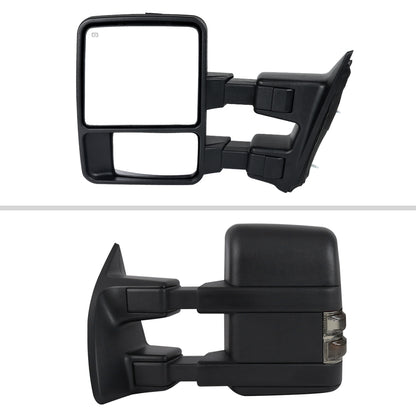 2008-2016 Ford F-250/F-350/F-450/F-550 Power Adjustable, Heated, & Manual Extendable Towing Mirrors w/ Smoked Lens Turn Signal Lights