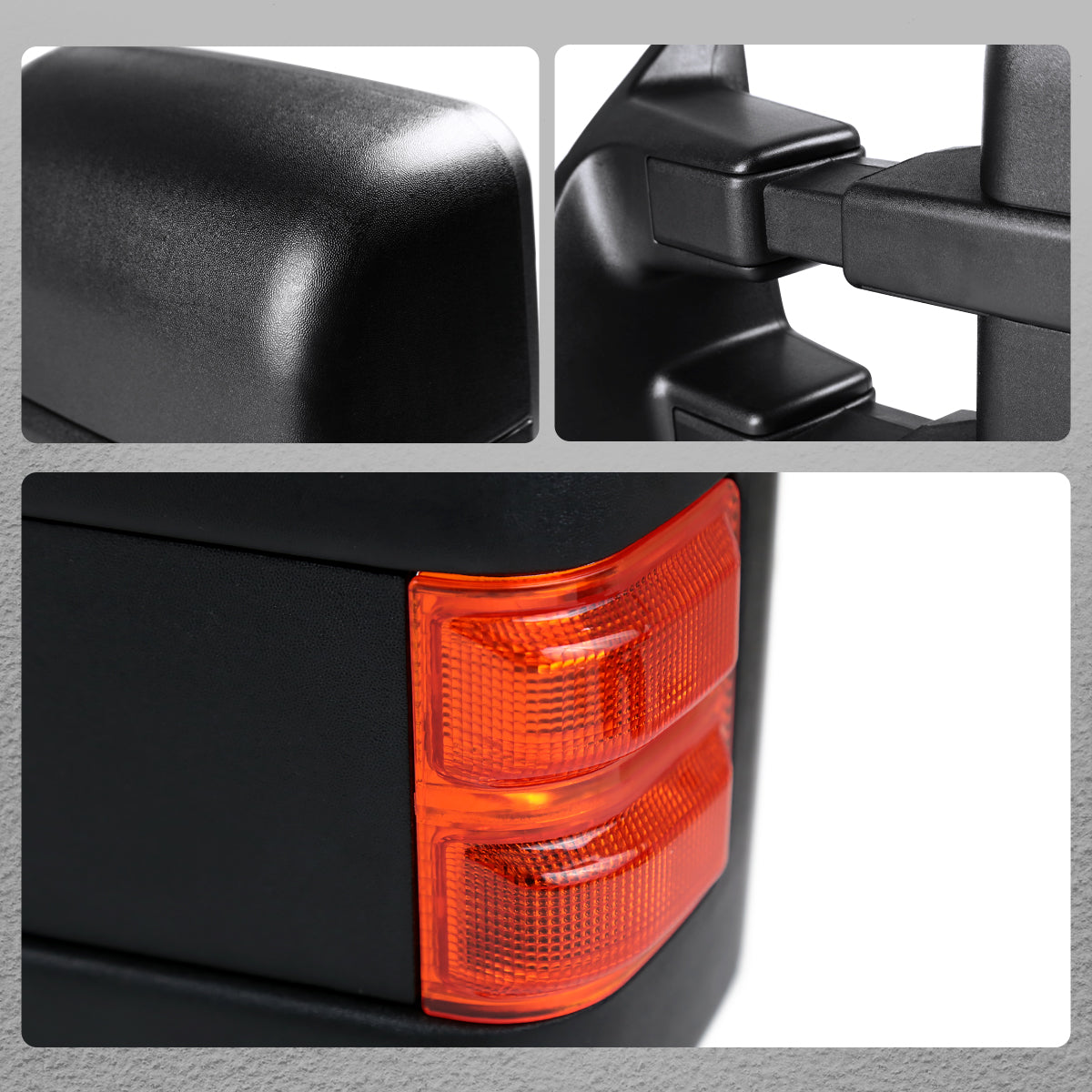 2008-2016 Ford F-250/F-350/F-450/F-550 Power Adjustable, Heated, & Manual Extendable Towing Mirrors w/ Amber Lens LED Turn Signal Lights