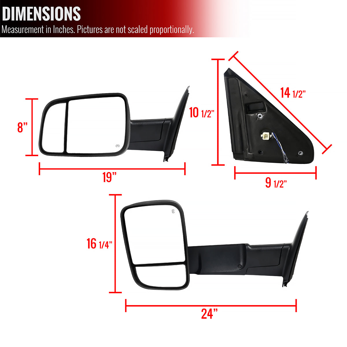 2002-2009 Dodge RAM Power Adjustable, Heated, & Manual Fold Towing Mirrors w/ LED Turn Signal & Puddle Lights