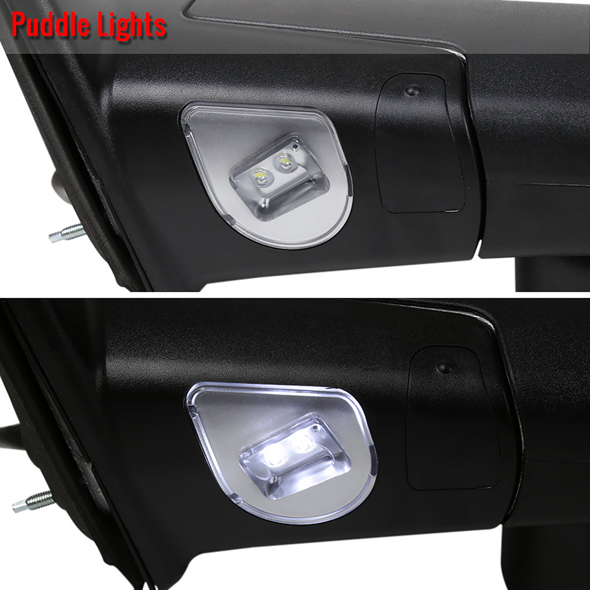 2009-2012 Dodge RAM 1500 Power Adjustable, Foldable, Heated, & Manual Extendable Towing Side Mirrors w/ Clear Lens LED Turn Signal & Puddle Lights