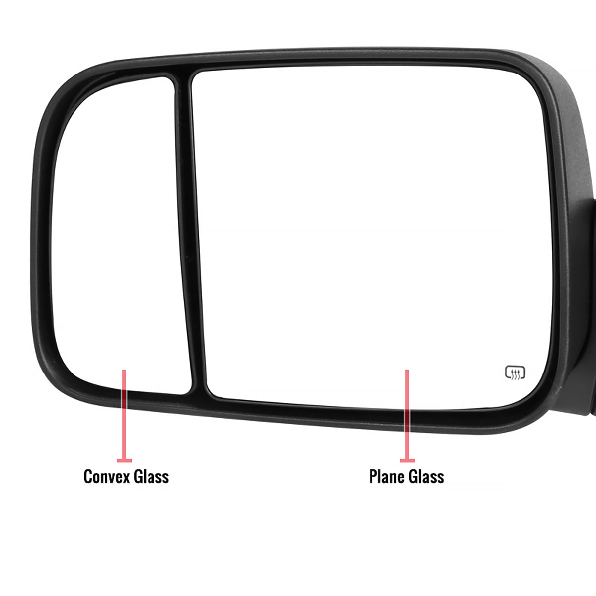 2009-2012 Dodge RAM 1500 Power Adjustable, Foldable, Heated, & Manual Extendable Towing Side Mirrors w/ Clear Lens LED Turn Signal & Puddle Lights