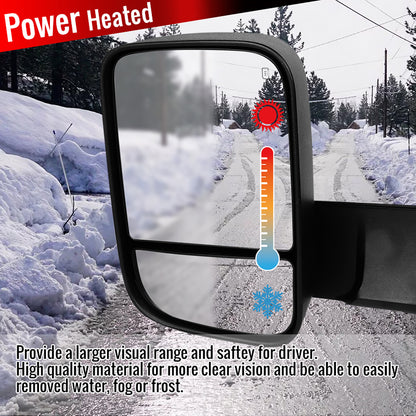 2009-2012 Dodge RAM 1500 Power Adjustable, Foldable, Heated, & Manual Extendable Towing Side Mirrors w/ Clear Lens LED Turn Signal & Puddle Lights