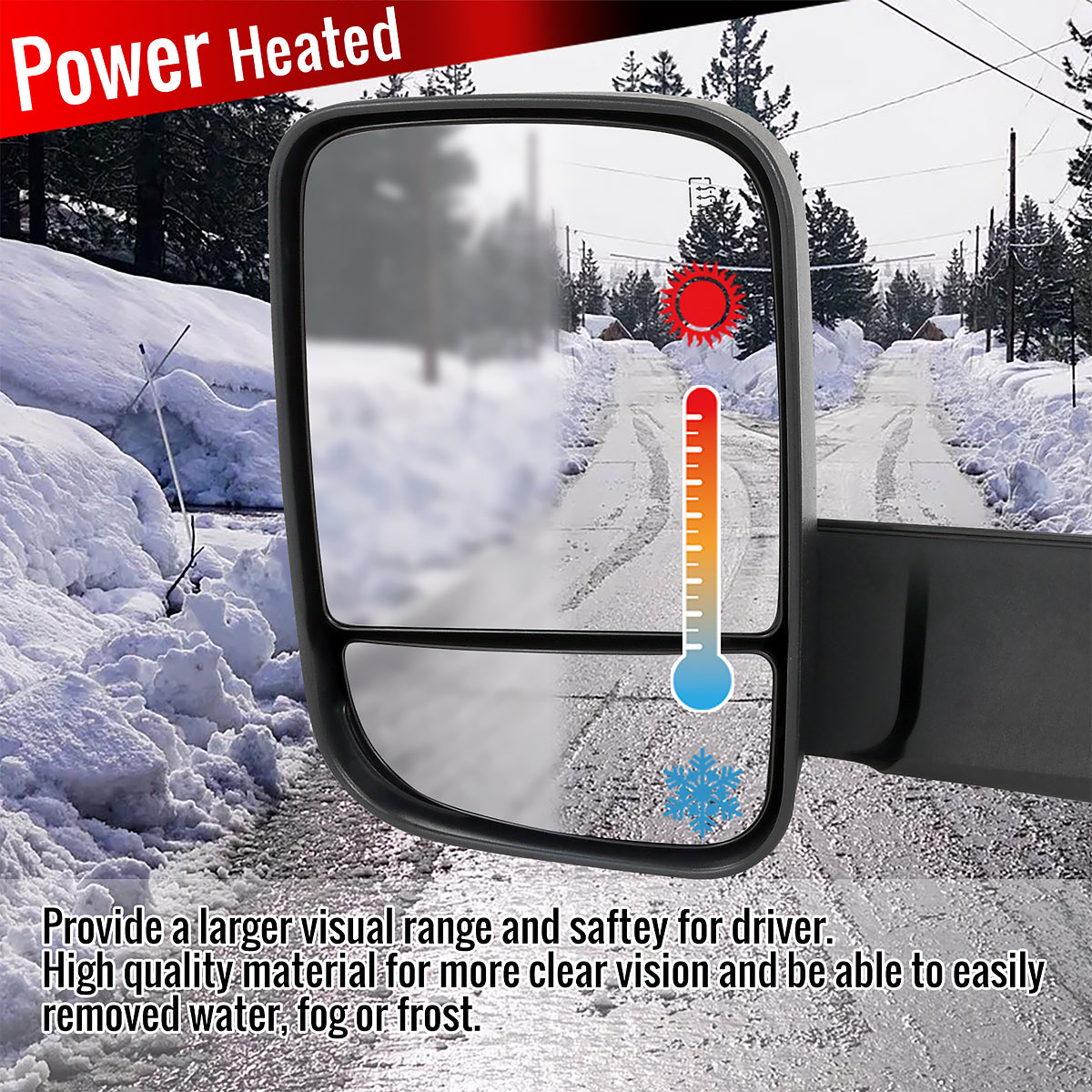2009-2012 Dodge RAM 1500 Power Adjustable, Heated, & Manual Extendable Towing Mirrors