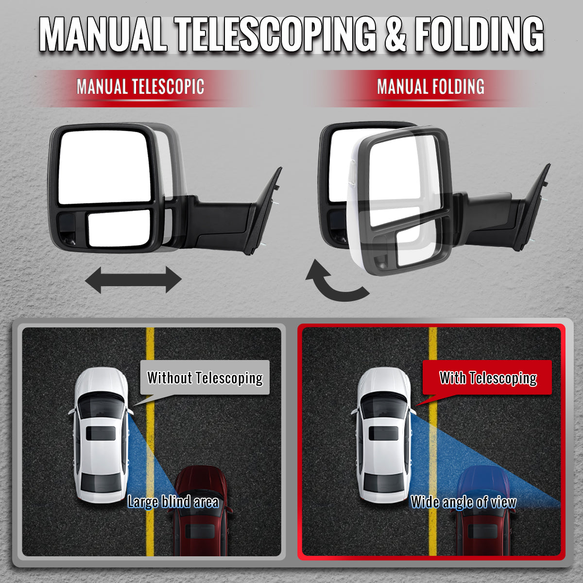 2009-2012 Dodge RAM 1500 Chrome Power Heated 2023 Style Towering Mirror w/ Sequential Signal