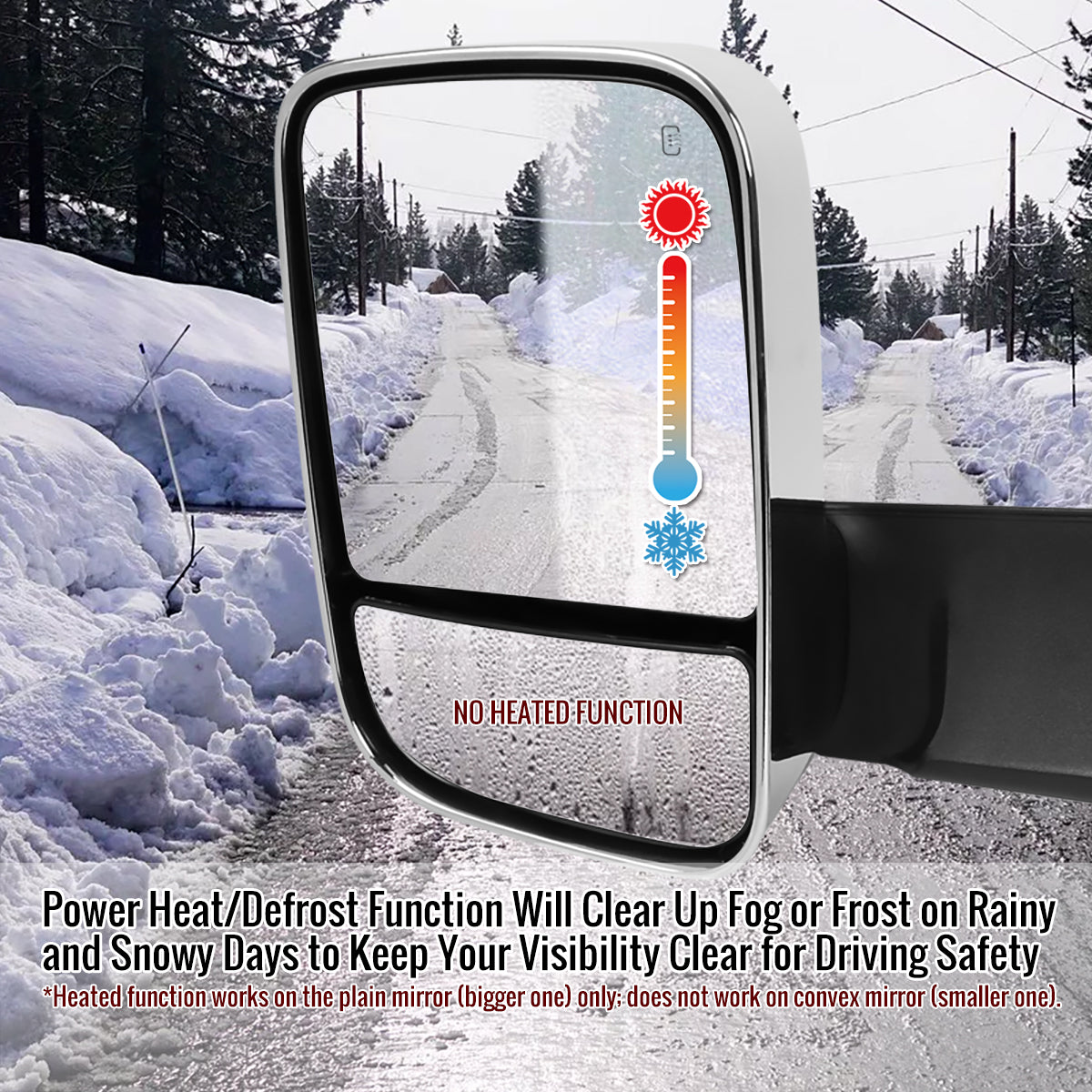2009-2012 Dodge RAM 1500 Power Adjustable, Foldable, Heated, & Manual Extendable Chrome Towing Mirrors w/ Clear Lens LED Turn Signal & Puddle Lights