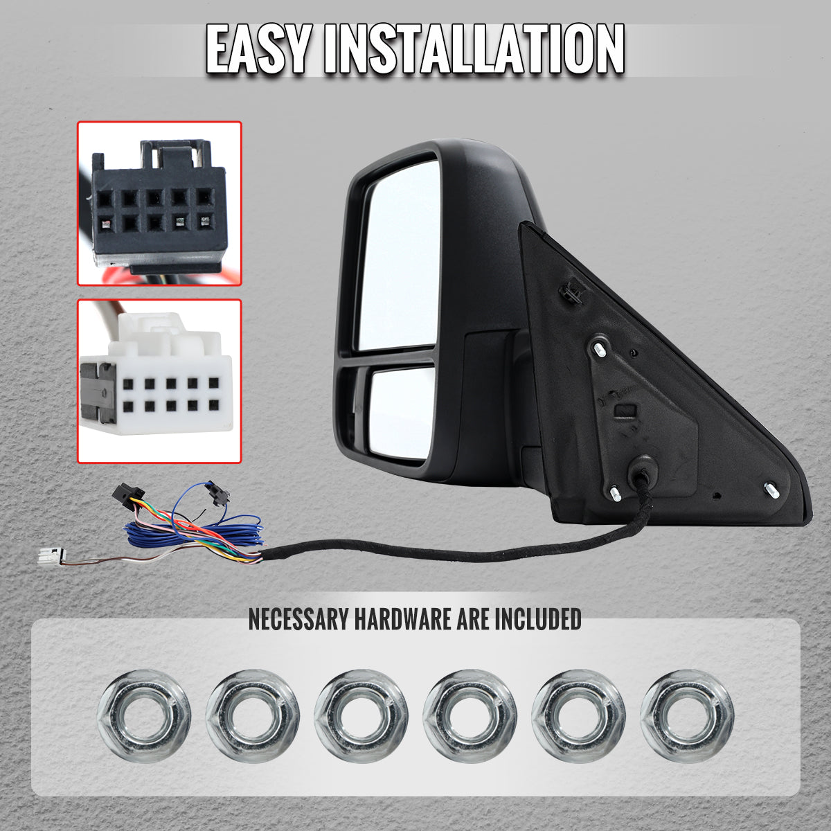 2009-2012 Dodge RAM 1500 Black Power Heated 2023 Style Towering Mirror w/ Sequential Signal