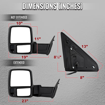 2009-2012 Dodge RAM 1500 Black Power Heated 2023 Style Towering Mirror w/ Sequential Signal