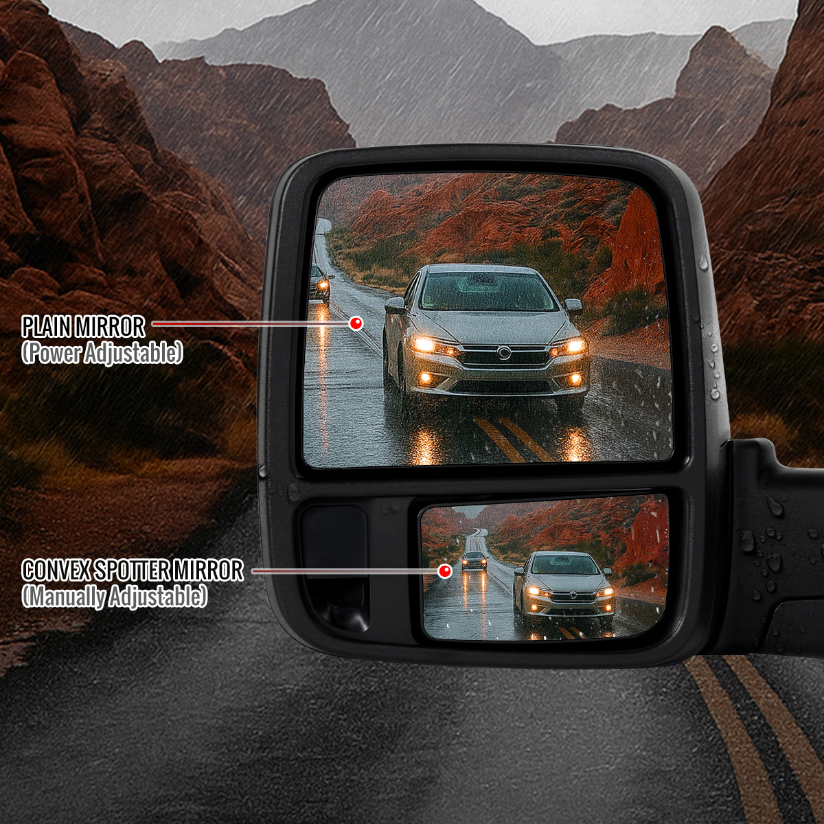 2009-2012 Dodge RAM 1500 Black Power Heated 2023 Style Towering Mirror w/ Sequential Signal