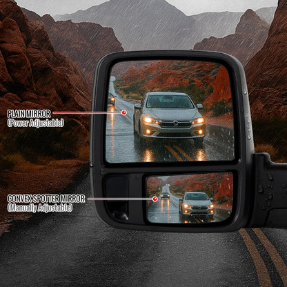 2009-2012 Dodge RAM 1500 Black Power Heated 2023 Style Towering Mirror w/ Sequential Signal