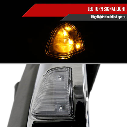 2013-2017 Dodge RAM 1500/2500/3500 Power Adjustable, Auto-Fold, Heated, & Manual Extendable Chrome Towing Mirrors w/ LED Turn Signal & Puddle Lights