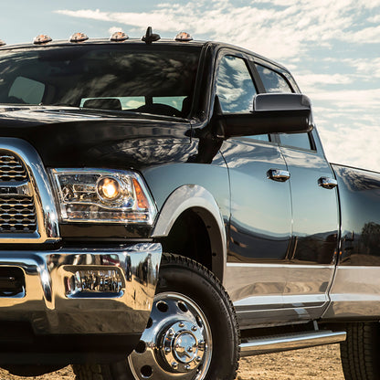 2013-2017 Dodge RAM 1500/2500/3500 Power Adjustable, Auto-Fold, Heated, & Manual Extendable Chrome Towing Mirrors w/ LED Turn Signal & Puddle Lights
