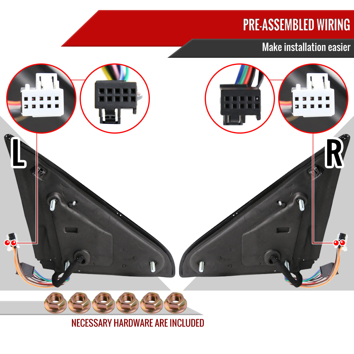 2013-2017 Dodge RAM 1500/2500/3500 Power Adjustable, Auto-Fold, Heated, ATS, & Manual Extendable Black Side Mirrors w/ LED Turn Signal & Puddle Lights