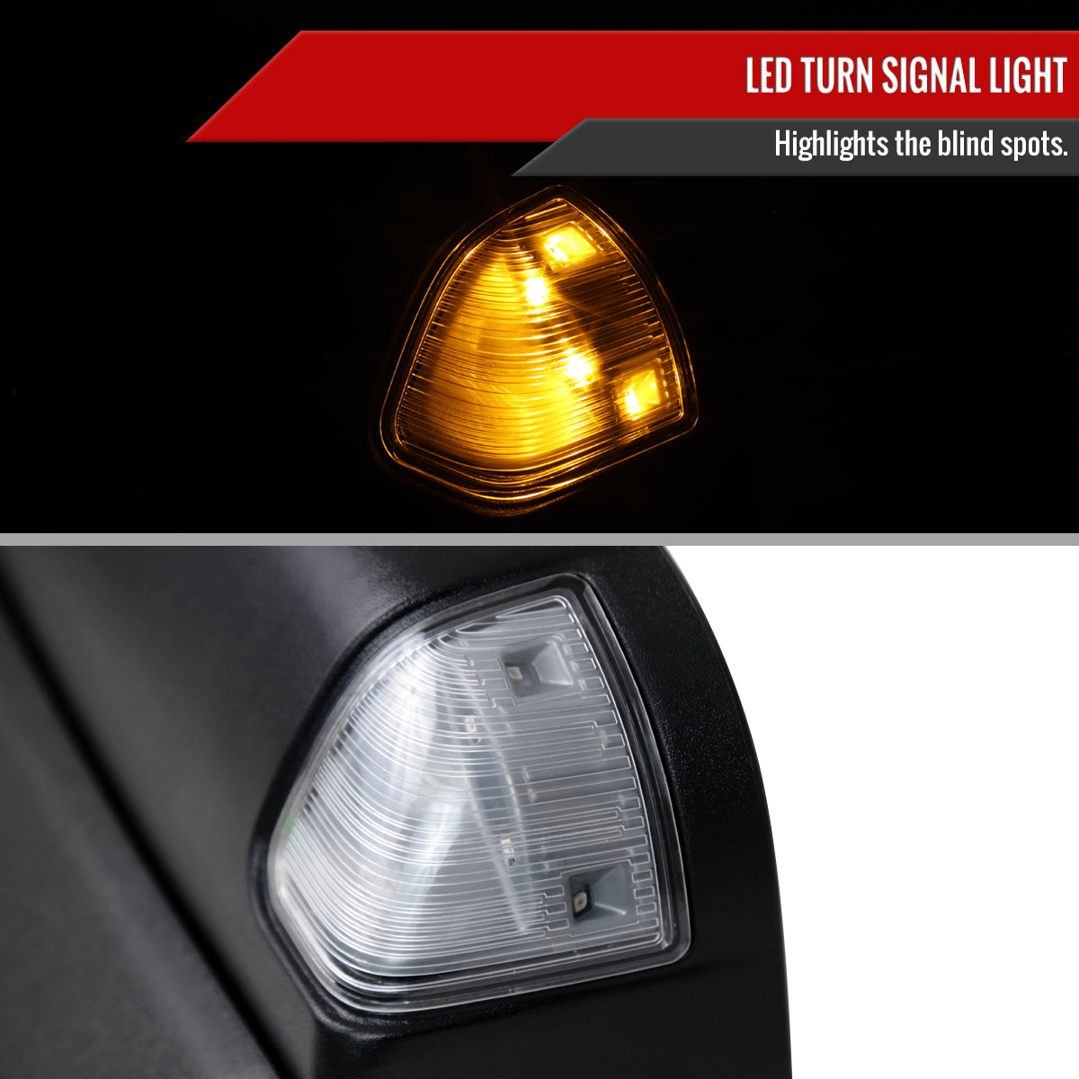 2013-2015 Dodge RAM Power Adjustable, Heated, & Manual Extendable Towing Mirrors w/ Clear Lens LED Turn Signal & Puddle Lights