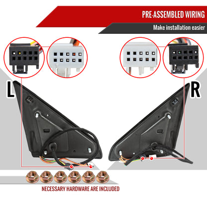 2013-2015 Dodge RAM Power Adjustable, Heated, & Manual Extendable Towing Mirrors w/ Clear Lens LED Turn Signal & Puddle Lights
