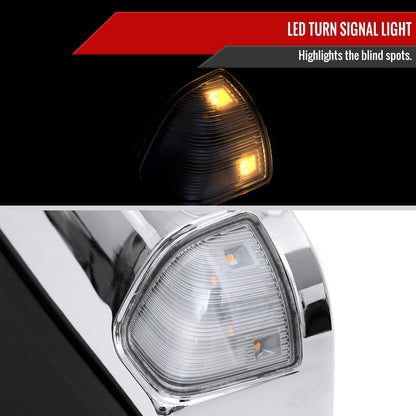 2019-2022 Ram 2500 3500 Chrome Power Adjustable, Auto-Fold, BSD & Heated Side Mirror w/ LED Puddle and Turn Signal Light - Driver Side Only