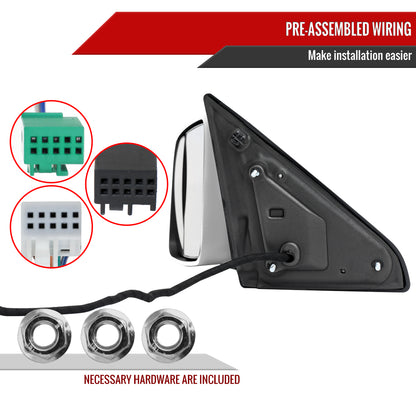 2019-2022 Ram 2500 3500 Chrome Power Adjustable, Auto-Fold, BSD & Heated Side Mirror w/ LED Puddle and Turn Signal Light - Driver Side Only