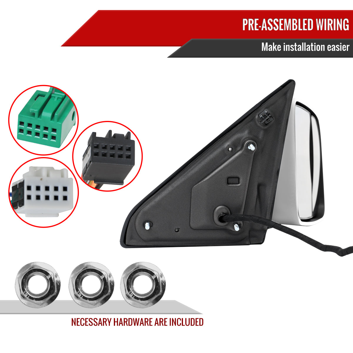 2019-2022 Ram 2500 3500 Chrome Power Adjustable, Auto-Fold, BSD & Heated Side Mirror w/ LED Puddle and Turn Signal Light - Passenger Side Only