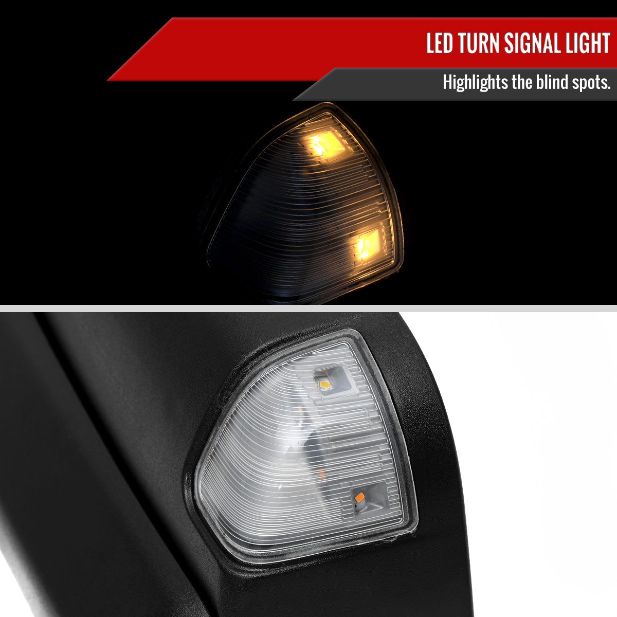 2019-2022 Ram 2500 3500 Black Power Adjustable, Auto-Fold, BSD & Heated Side Mirror w/ LED Puddle and Turn Signal Light - Driver Side Only