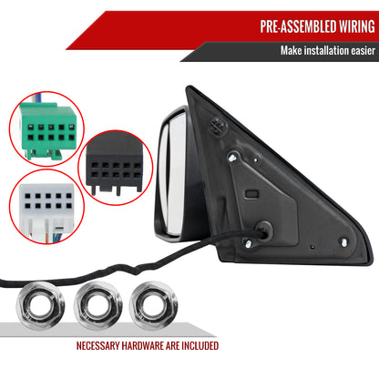 2019-2022 Ram 2500 3500 Black Power Adjustable, Auto-Fold, BSD & Heated Side Mirror w/ LED Puddle and Turn Signal Light - Driver Side Only
