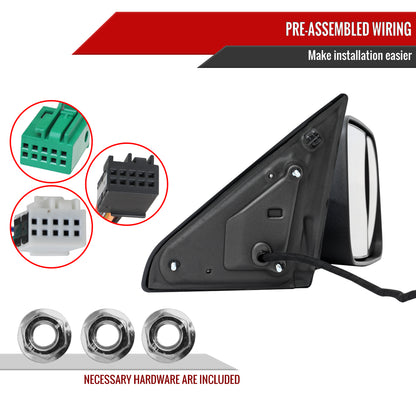 2019-2022 Ram 2500 3500 Black Power Adjustable, Auto-Fold, BSD & Heated Side Mirror w/ LED Puddle and Turn Signal Light - Passenger Side Only