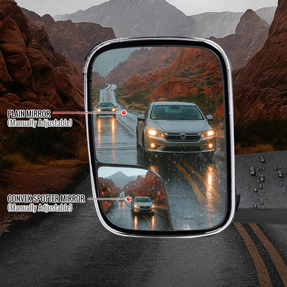 1994-2001 Dodge RAM 1500 / 1994-2002 Ram 2500 3500 Chrome Manual Adjustable & Extendable Towing Mirrors