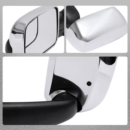 1994-2001 Dodge RAM 1500 / 1994-2002 Ram 2500 3500 Chrome Manual Adjustable & Extendable Towing Mirrors