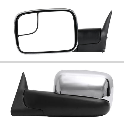 1994-2001 Dodge RAM 1500 / 1994-2002 Ram 2500 3500 Chrome Manual Adjustable & Extendable Towing Mirrors