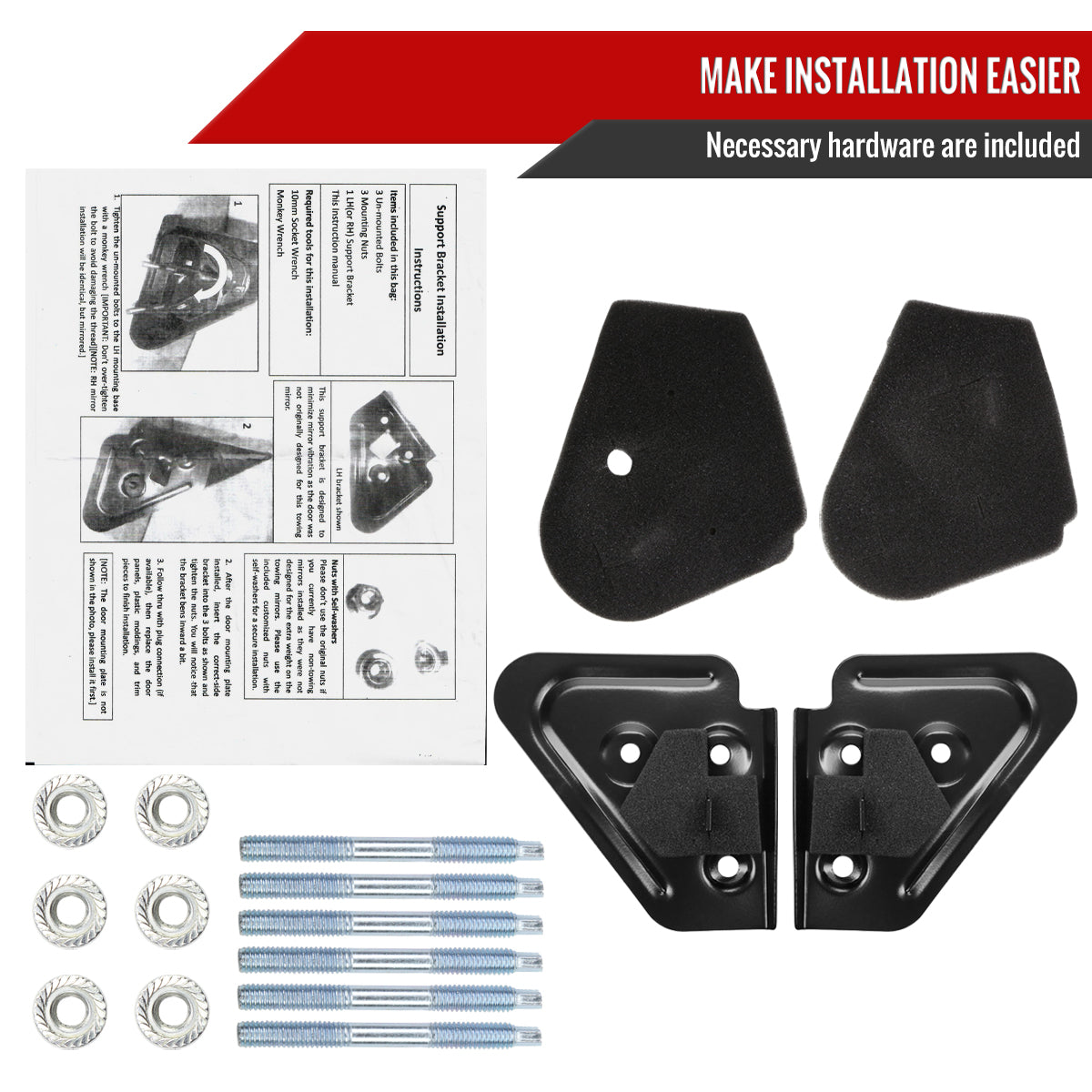 1998-2001 Dodge RAM 1500/1998-2002 RAM 2500/3500 Black Power Heated Towing Mirrors With Clear Lens LED Turn Signal