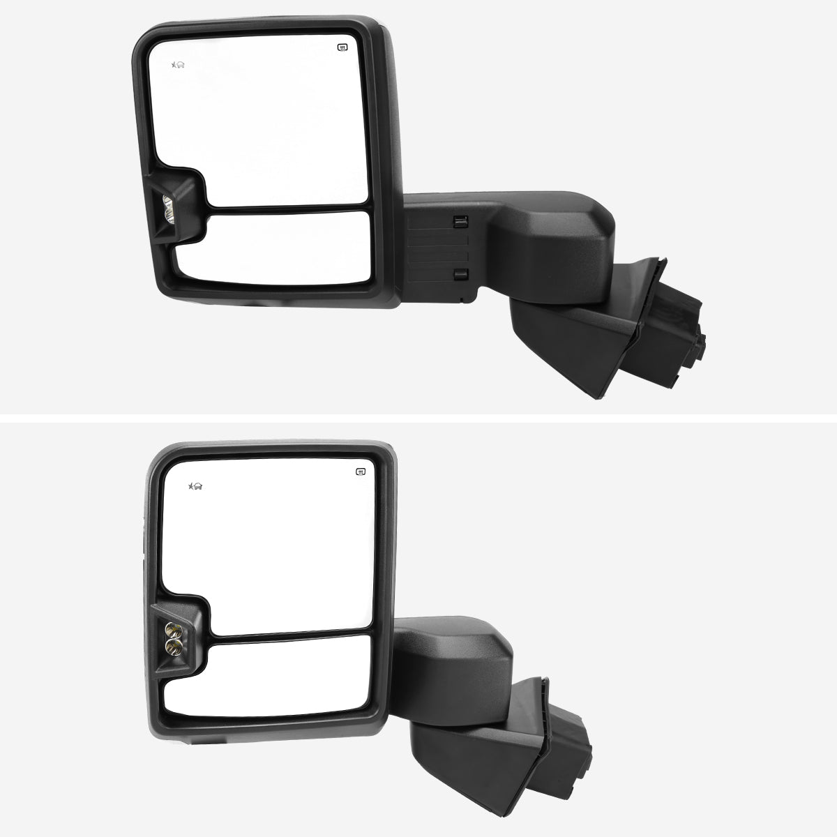 2019-2025 GMC Sierra 1500 Power Adjustable, Heated, & Manual Extendable Chrome Towing Mirrors w/ Smoked Lens LED Turn Signal & Clearance Lights