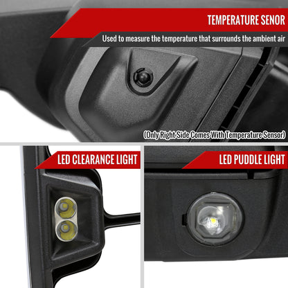 2019-2025 GMC Sierra 1500 Power Adjustable, Heated, & Manual Extendable Chrome Towing Mirrors w/ Smoked Lens LED Turn Signal & Clearance Lights